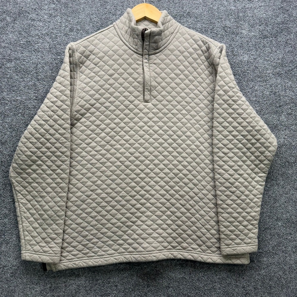 Island Sands Quilted Pullover Sweatshirt Men's Size M Gray 1/4 Zip Casual